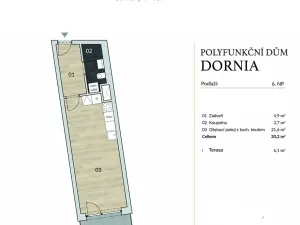 Pronájem bytu 1+kk, Brno, Dornych, 30 m2
