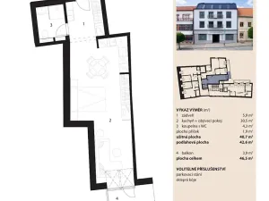 Pronájem bytu 1+kk, Bystřice nad Pernštejnem, Masarykovo náměstí, 43 m2