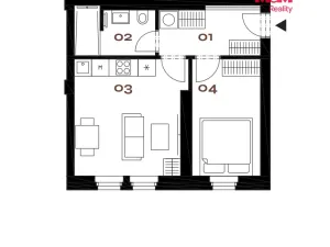 Prodej bytu 2+kk, Praha - Smíchov, Grafická, 38 m2
