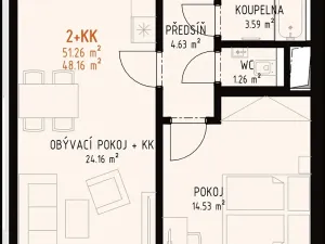 Prodej bytu 2+kk, Brno, Veveří, 51 m2