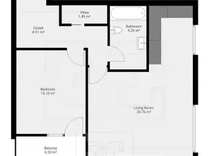 Pronájem bytu 2+kk, Pardubice, U Sportovní školy, 59 m2
