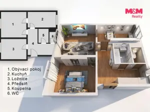 Prodej bytu 2+1, Kladno - Kročehlavy, Otevřená, 56 m2