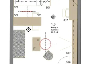 Prodej bytu 1+kk, Praha - Bubeneč, Vítězné náměstí, 35 m2