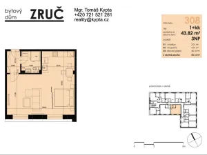 Pronájem bytu 1+kk, Zruč-Senec, Sportovní, 44 m2