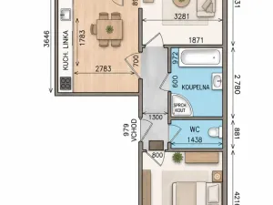 Pronájem bytu 2+1, Praha, U štěpu, 54 m2