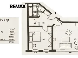 Pronájem bytu 2+kk, Praha - Vršovice, Ruská, 57 m2