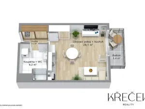Pronájem bytu 1+kk, Třebíč, Modřínová, 39 m2
