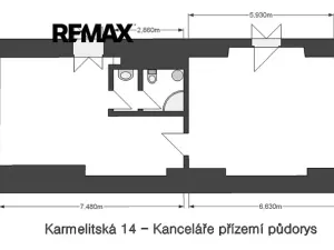 Pronájem kanceláře, Praha - Malá Strana, Karmelitská, 62 m2
