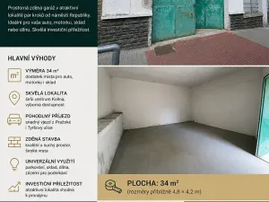 Pronájem garáže, Kolín, Kmochova, 34 m2