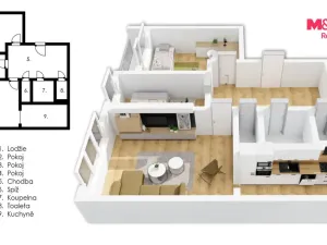 Prodej bytu 3+1, Praha - Kamýk, Papírníkova, 66 m2