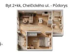 Pronájem bytu 2+kk, České Budějovice, Chelčického, 50 m2