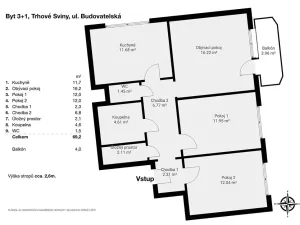 Prodej bytu 3+1, Trhové Sviny, Budovatelská, 73 m2