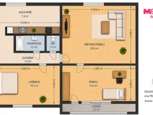 Prodej bytu 3+1, Hodonín, Javorová, 71 m2