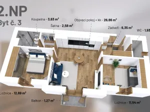 Prodej bytu 3+kk, Jablonec nad Nisou, Revoluční, 65 m2