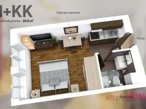 Pronájem bytu 1+kk, Praha - Žižkov, Cimburkova, 21 m2