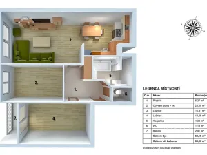Pronájem bytu 3+kk, Praha - Petrovice, Rezlerova, 63 m2