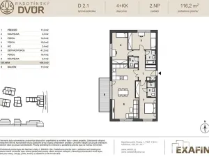 Prodej bytu 4+kk, Praha - Radotín, náměstí Osvoboditelů, 116 m2