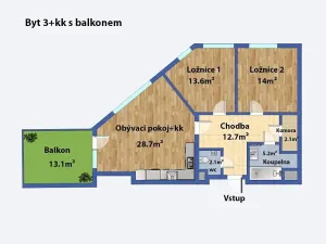 Pronájem bytu 3+kk, Praha - Střížkov, Makedonská, 82 m2