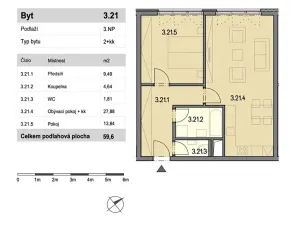 Pronájem bytu 2+kk, Velké Přílepy, Pražská, 59 m2