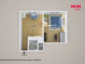 Prodej bytu 1+1, Ústí nad Labem, Kmochova, 33 m2
