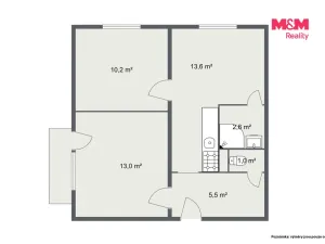 Prodej bytu 2+1, Kynšperk nad Ohří, náměstí SNP, 46 m2