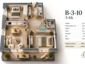 Prodej bytu 3+kk, Hluboká nad Vltavou, Masarykova, 98 m2