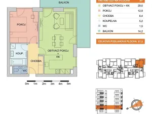 Pronájem bytu 2+kk, Olomouc, Edvarda Beneše, 57 m2