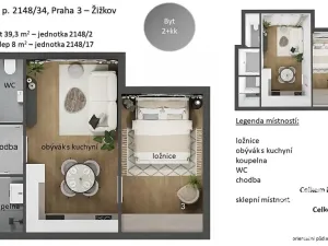 Prodej bytu 2+kk, Praha - Žižkov, Spojovací, 40 m2