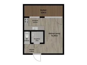 Pronájem bytu 1+kk, Zruč nad Sázavou, Poštovní, 25 m2