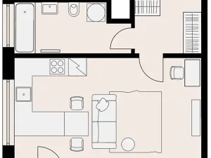 Pronájem bytu 1+kk, Praha - Hlubočepy, Vítové, 43 m2