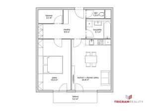 Pronájem bytu 2+kk, Hradec Králové - Třebeš, Pod Zámečkem, 60 m2