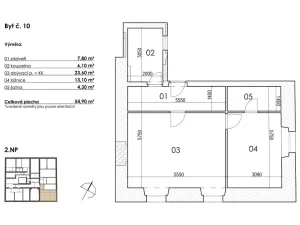 Prodej bytu 2+kk, Postupice, Blanická, 55 m2