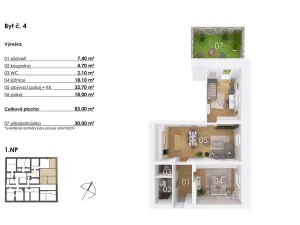 Prodej bytu 3+kk, Postupice, Blanická, 83 m2