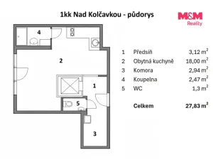 Pronájem bytu 1+kk, Praha - Libeň, Nad Kolčavkou, 28 m2