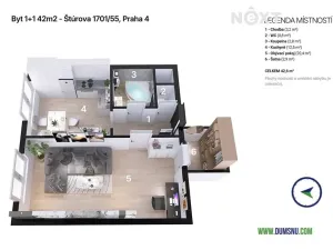 Prodej bytu 1+1, Praha - Krč, Štúrova, 42 m2