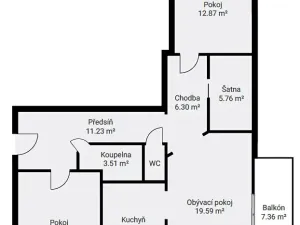Prodej bytu 3+1, Klatovy, Luční, 84 m2