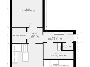 Pronájem bytu 2+1, Třešť, Nerudova, 56 m2