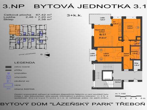 Prodej bytu 3+kk, Třeboň - Třeboň II, Lázeňská, 70 m2