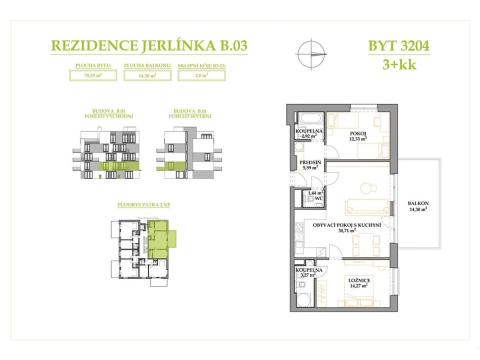 Prodej bytu 3+kk, Brno, Jerlínová, 70 m2