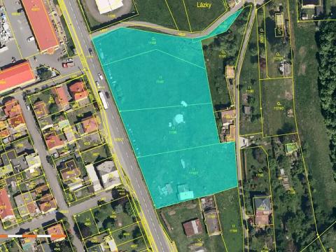 Dražba komerčního pozemku, Vsetín, Lázky, 7619 m2