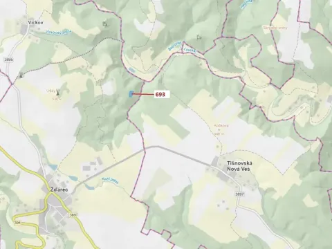 Dražba lesa, Žďárec, 2813 m2